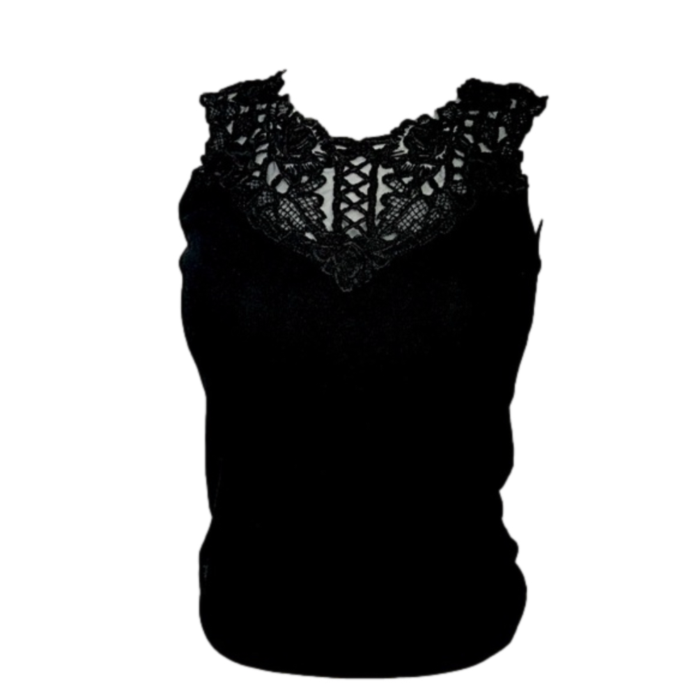 Lace & Cotton Blend Stretchy Tank Top